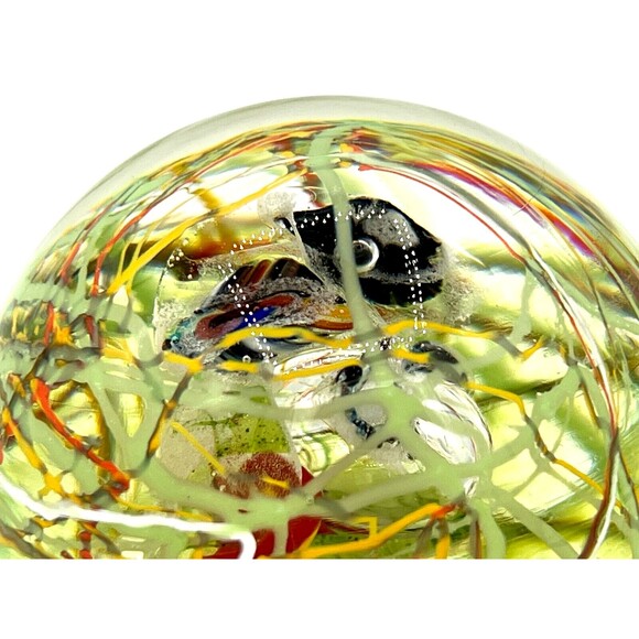 Murano Style Studio Glass Handblown Paperweight Multicolored Swirl Ribbons Fish - Picture 5 of 16